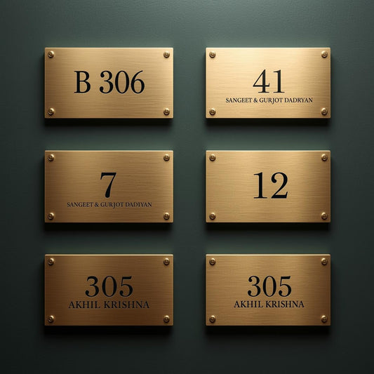 Modern Gold Metal House Number Plate – Futura Stainless Steel Design