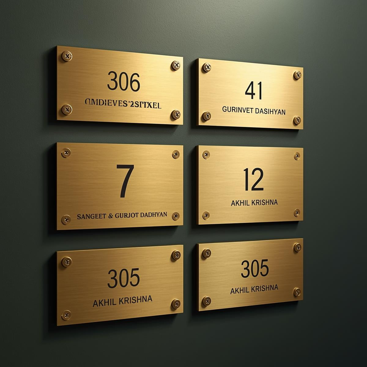 Modern Gold Metal House Number Plate – Futura Stainless Steel Design