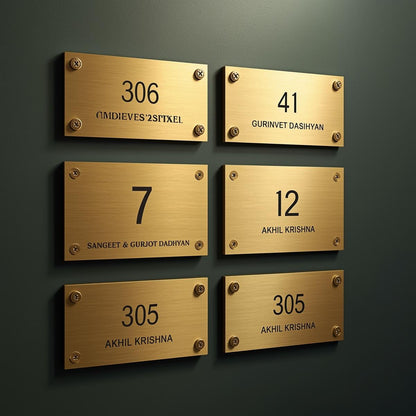 Modern Gold Metal House Number Plate – Futura Stainless Steel Design