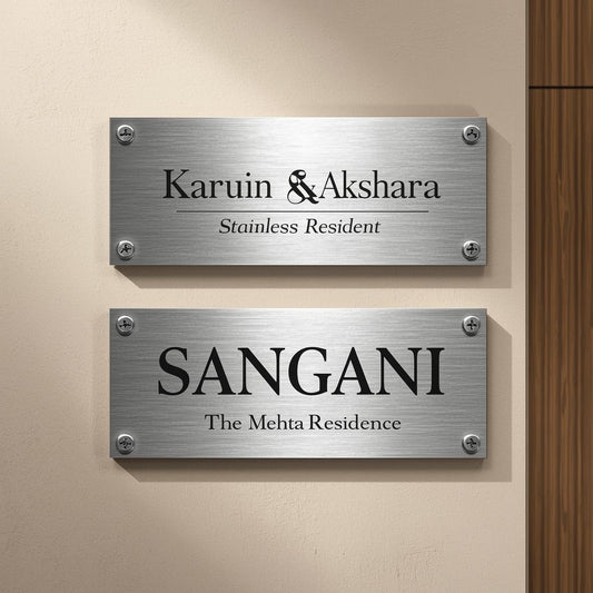 Rectanglica Steel Name Plate for Home & Office